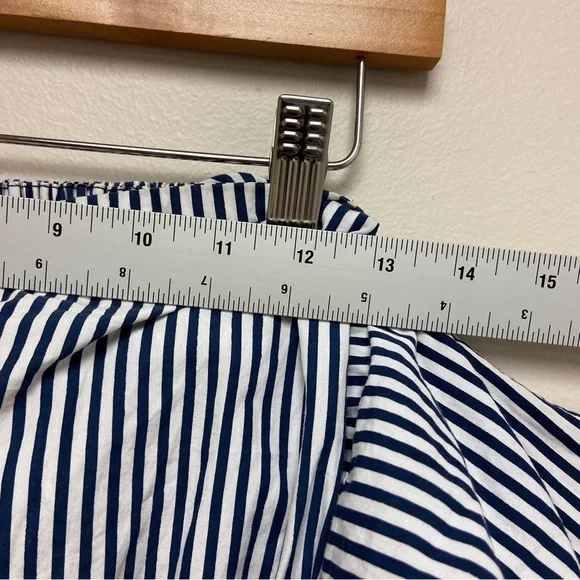 Faithfull the Brand Women Blue White Cotton House Top Louvre Stripe Print Size 2 - Picture 12 of 12